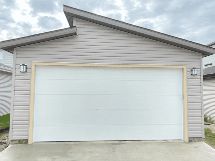 Double-Car Garage with Clean White Door