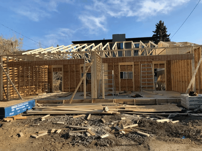 Garage Construction with Exposed Framing and Trusses